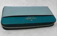 Load image into Gallery viewer, Kate Spade New York Womens Green Leather Card Holder Zip-Around Wallet
