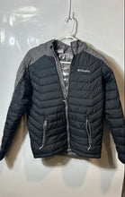 Load image into Gallery viewer, Columbia Unisex Kids Gray Black Long Sleeve Hooded Full-Zip Puffer Jacket Size L
