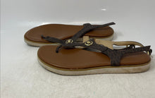 Load image into Gallery viewer, Michael Kors Womens Val Brown Signature Print Open Toe Thong Sandals Size 10
