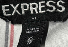 Load image into Gallery viewer, Express Womens White Red Black Check Short Sleeve Split Neck Blouse Top Size XS
