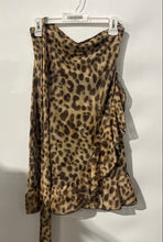 Load image into Gallery viewer, Zara Womens Multicolor Animal Print Ruffle Strapless Mini Dress Sz L With Scarf
