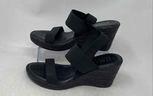 Load image into Gallery viewer, Italian Shoemakers Womens Success Black Wedge Heels Slingback Sandals Size 9.5
