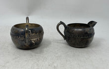 Load image into Gallery viewer, Vintage Rogers Silver-Tone Embossed Floral Scroll Creamer And Sugar Bowl 2 Pcs
