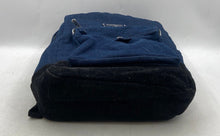 Load image into Gallery viewer, True Religion Mens Blue Denim Metal Plate Logo Adjustable Straps Zipper Backpack
