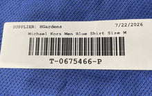 Load image into Gallery viewer, Michael Kors Mens Blue Slim Fit Stretch Collared Dress Shirt Size M 15.5 34/35
