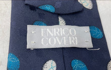 Load image into Gallery viewer, Enrico Coveri Mens Navy Blue Geometric Silk Keeper Loop Adjustable Pointed Tie
