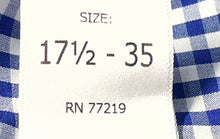 Load image into Gallery viewer, Joseph Abboud Mens Blue White Gingham Cotton Custom Fit Dress Shirt Size 17 1/2
