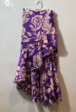 Load image into Gallery viewer, Zara Womens Beige And Purple Floral Ruffle Asymmetric Midi A-Line Skirt Size XS

