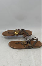 Load image into Gallery viewer, Velez Womens Brown Leather Medallion Adjustable Strap Thong Sandals Size EU 36

