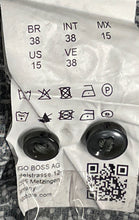 Load image into Gallery viewer, Hugo Boss Mens Black White Printed Long Sleeve Slim Fit Dress Shirt Size S 15
