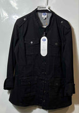 Load image into Gallery viewer, DG2 By Diane Gilman Womens Black Denim Button Front Military Jacket Size L W/Tag
