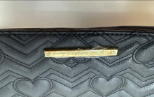 Load image into Gallery viewer, Betsey Johnson Womens Black And White Hearts Quilted Top Handle Satchel Bag
