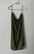 Load image into Gallery viewer, Popular Basics Womens Green Sequin Sleeveless Cowl Neck Mini Dress Size Large
