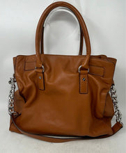 Load image into Gallery viewer, Michael Kors Womens Hamilton Brown Leather Double Handle Charm Satchel Bag
