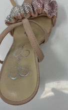 Load image into Gallery viewer, Jessica Simpson Womens Nude Glitter Open Toe Stiletto Slingback Heels Size 6.5M
