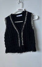 Load image into Gallery viewer, Zara Womens Black Sleeveless V-Neck Regular Fit Raw-Edge Cropped Vest Size S
