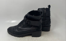 Load image into Gallery viewer, Karl Lagerfeld Womens Pippa Black Leather Side Zip Block Combat Boots Size 8
