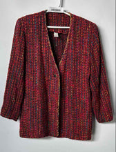 Load image into Gallery viewer, Units Womens Multicolor V-Neck Long Sleeve Collarless Blazer Jacket Size 2
