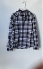 Load image into Gallery viewer, Express Mens Gray Black Plaid Cotton Collared Button-Up Shirt Size Medium
