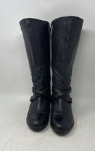 Load image into Gallery viewer, Earth Womens Orchard Black Leather Side Zip Block Heel Knee-High Boots Size 8B
