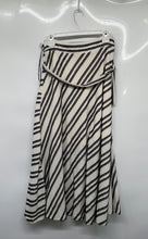 Load image into Gallery viewer, DKNY Womens White Black Striped Print Side Zip Belted Maxi Skirt Size 6 With Tag

