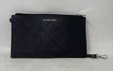 Load image into Gallery viewer, Michael Kors Womens Black Leather Quilted Zipper Mini Travel Wristlet Wallet
