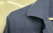 Load image into Gallery viewer, Calvin Klein Mens Blue Cotton Slim Fit Collared Long Sleeve Dress Shirt Size 16
