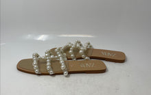 Load image into Gallery viewer, Zara Womens Beige White Pearl Embellished Open Toe Slip-On Slide Sandals Size 40
