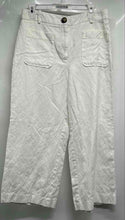 Load image into Gallery viewer, Zara Basic Womens White Flat Front Pockets Wide-Leg Cropped Pants Size Large
