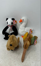 Load image into Gallery viewer, Lot Of 4 Pcs Ty Multicolor Various Animals Beanie Babies Plush Toys
