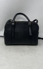 Load image into Gallery viewer, Guess Womens Huntley Cali Black Lizard Engraved Double Handle Zipper Satchel Bag
