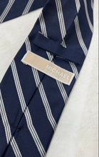 Load image into Gallery viewer, Michael Kors Mens Blue White Striped Silk Adjustable Long Formal Designer Tie
