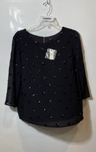 Load image into Gallery viewer, Talbots Womens Black Long Sleeve Sequin Round Neck Blouse Top Size M With Tag
