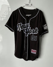 Load image into Gallery viewer, Rebel Minds Mens Black New York 01 Button Front Baseball Jersey Size Small

