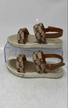 Load image into Gallery viewer, Michael Kors Girls Beige White Logo Print Open Toe Slingback Sandals Size 12
