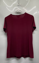 Load image into Gallery viewer, Liz Claiborne Womens Burgundy Split Neck Short Sleeve Pullover Blouse Top Size M
