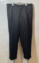 Load image into Gallery viewer, Virgola Mens Black Striped Pleated Front Straight Leg Dress Pants Size 42x34
