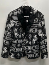 Load image into Gallery viewer, Zara Mens Black Gray Printed Long Sleeve One-Button Blazer Jacket Size 38
