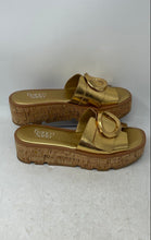 Load image into Gallery viewer, Franco Sarto Womens Hoda Gold Open Toe Slip-On Platform Slide Sandals Size 8M
