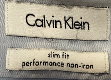 Load image into Gallery viewer, Calvin Klein Mens Blue Long Sleeve Non-Iron Slim Fit Dress Shirt Size 15.5 34/35
