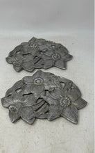 Load image into Gallery viewer, Lot Of 2 Pieces Assorted Silver-Tone Flowers Pewter Decorative Trinket Dishes
