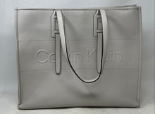 Load image into Gallery viewer, Calvin Klein Womens Modern Essential Gray Leather Double Handle Tote Bag
