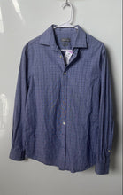 Load image into Gallery viewer, Michael Kors Mens Blue Plaid Cotton Long Sleeve Regular Fit Dress Shirt Size M
