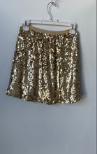Load image into Gallery viewer, Mango Girls Gold-Tone Overall Sequin Short A-Line Skirt Size 13-14
