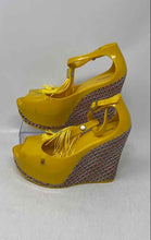 Load image into Gallery viewer, Melissa Womens Peace Yellow Buckle Peep-Toe Wedge Platform Sandals Size 6
