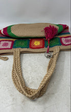 Load image into Gallery viewer, The Sak Womens Multicolor Crochet Double Handle Zip Top Lined Shoulder Bag
