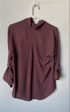 Load image into Gallery viewer, Express Womens Dark Mauve The Portofino Slim Fit Collared Button-Up Shirt Size M
