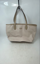 Load image into Gallery viewer, Guess Womens Beige Monogram Print Leather Inner Pockets Double Handles Tote Bag
