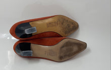 Load image into Gallery viewer, Boutique De Paris Womens Orange Suede Slip-On Block Pump Heels Size EUR 37.5
