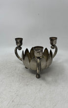 Load image into Gallery viewer, Vintage Leonard Silver Tone Lotus Flower Bowl 3-Light Candelabra Candle Holder
